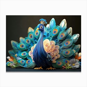 3d Carton Peacock 6 Canvas Print