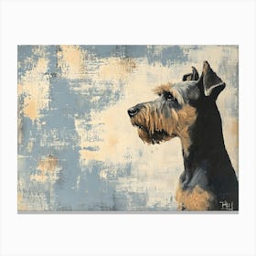 Minimal Terrier Blue And Beige 1 Canvas Print