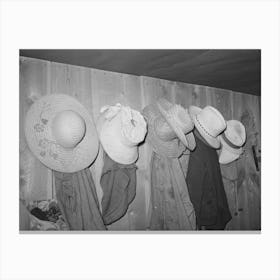 Farmers Hats Seen In The House Of George Hutton, Homesteader At Pie Town, New Mexico By Russell Lee Canvas Print