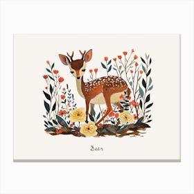 Little Floral Deer 3 Poster Canvas Print