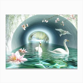 Swans In A Tunnel 1 Canvas Print