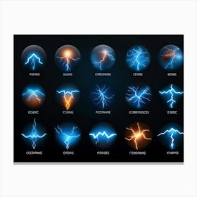 A Collection Of Modern Lightning And Energy Icons Dynamic Curves Emulating The Flow Of Electricity (6) Canvas Print