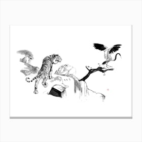 Tiger And Crane Canvas Print