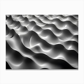 Abstract Image Of A Smooth, Undulating Surface Resembling Waves Or A Liquid, In A Metallic Silver Color Canvas Print