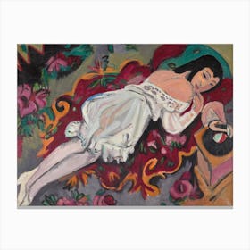 Girl In White Chemise, Ernst Ludwig Kirchner Canvas Print
