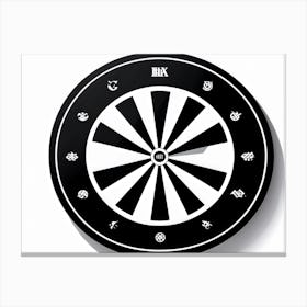 A White Logotype Centered On A Black Dartboard Depicting A Game Of Bullseye Symbolizing Achievement (4) Canvas Print