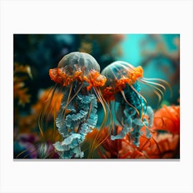 Surreal Jellyfish Flower photo Canvas Print