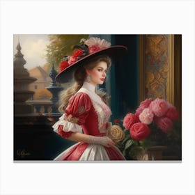 Lady In Red Dress 4 Canvas Print
