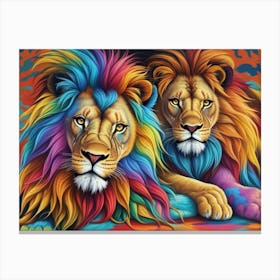Rainbow Lions Canvas Print
