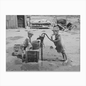 Children Of Mays Avenue Camp Pumping Water From Thirty Foot Well Which Supplies About A Dozen Families Canvas Print