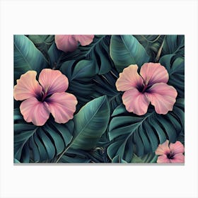 Wallpaper Tropical Hibiscus Canvas Print