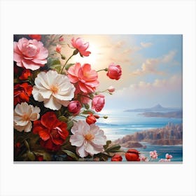 Roses By The Sea Canvas Print