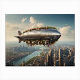 Default A Majestic Airship Adorned With Delicate Flowers And F 0 Canvas Print