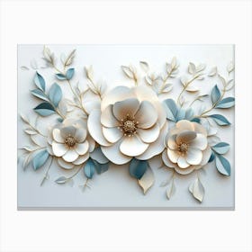 3d Artwork Illustration Flowers White 1 Canvas Print