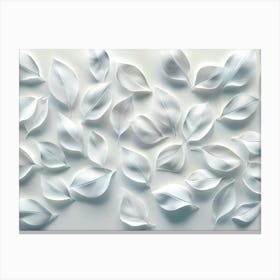 3d Art White Leaves Background 1 Canvas Print