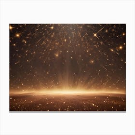 A Dark Background With A Spotlight Illuminating A Golden Surface Covered In Sparkles Canvas Print