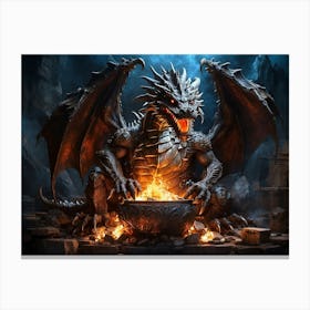 Dragon With Fire Canvas Print