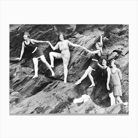 Bathers Climbing The Rocks, Cornwall 1920 Canvas Print
