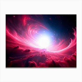 Abstract Celestial Scene Capturing A Nebula Explosion In The Pink And Red Hues Of A Distant Galaxy (5) Canvas Print