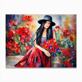 Girl Among Flowers 18 Canvas Print