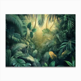 3d Tropical Jungle Wallpaper Canvas Print