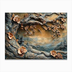 3D lifelike tree bark textures and woodland beauty of natural landscapes with a realistic textured Canvas Print