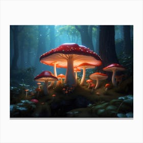 Magical gloving Mushroom Forest 1 Canvas Print