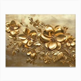 3d Gold Flowers 3 Canvas Print