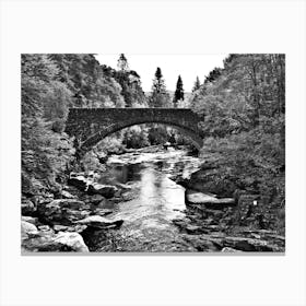 Black and White Pretty Bridge River Landscape UK Canvas Print
