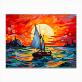 Transfixing Fauvist Boat Journey Canvas Print