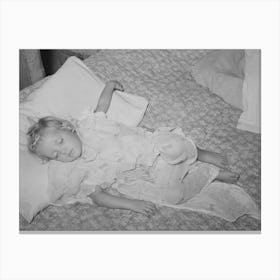 Daughter Of Water Peddler In Community Camp, Oklahoma City, Oklahoma, Asleep, She Is Covered With Old Curtain Canvas Print