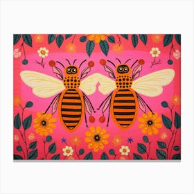 Honey Bee 3 Folk Style Animal Illustration Canvas Print