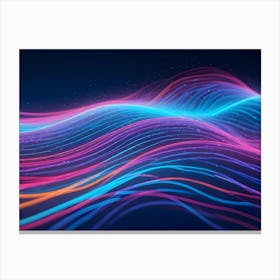 Abstract Image Of Colorful, Glowing Lines Forming A Wave Like Pattern In A Dark Background Canvas Print