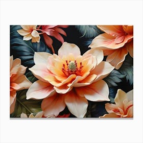 Flowers On A Black Background 14 Canvas Print