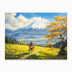 Knight And Fuji Mountain Canvas Print