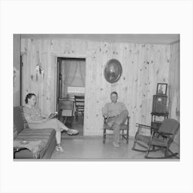 Southeast Missouri Farms,Client And Wife In Living Room Of New Home On La Forge Project, Missouri By Russell Lee Canvas Print