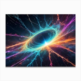 Colorful Explosion Of Energy Or Light In Deep Space With A Central Bright Core And Swirling Streams Of Vibrant Colors Canvas Print