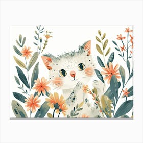 Little Floral Cat 7 Canvas Print