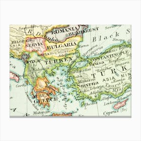 Map Of Turkey, Istanbul, retro map, vintage map Canvas Print
