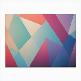 A Geometric Abstract Background Featuring A Pattern Of Overlapping Triangles In Various Shades Of Blue, Green, Pink, And Red Canvas Print