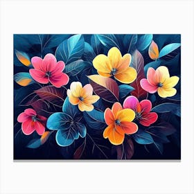 Beautiful Illustration Of Colorful Flowers Canvas Print