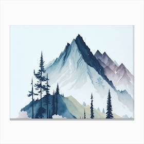 Mountain And Forest In Minimalist Watercolor Horizontal Composition 416 Canvas Print