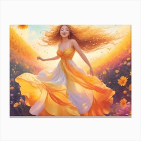 Girl In A Yellow Dress Canvas Print