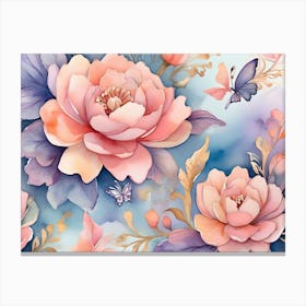 Peony Flower Painting Canvas Print