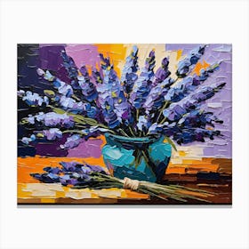 Lavenders In A Blue Vase - Ai Canvas Print