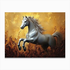 Fantasy Illustration Of A Wild Unicorn Horse Canvas Print