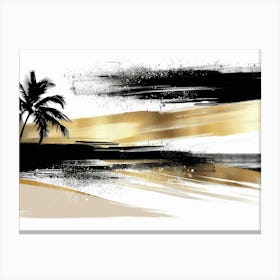 Gold And Black Palm Trees Canvas Print