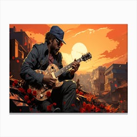 Guitar Player In A City 1 Canvas Print