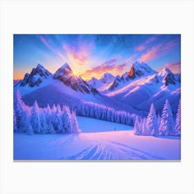 Snowy Mountainscape Canvas Print