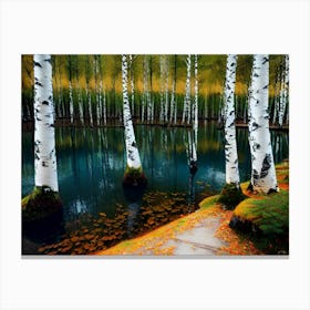 Birch Trees In Autumn 29 Canvas Print
